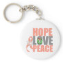 Christmas Holiday Hope Love Peace Uterine Cancer Key Chains