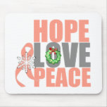 Christmas Holiday Hope Love Peace Uterine Cancer mousepads