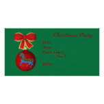 Christmas Holiday Invitation Carousel Horse Bow Customized Photo Card