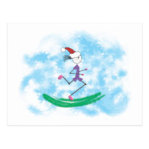 Christmas Holiday Lady Runner Postcard