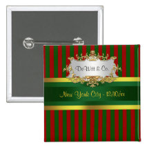 Christmas Holiday Party Invite Suite Red Grn Gold Button
