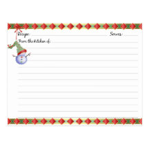 Christmas Holiday Recipe Cards Post Cards