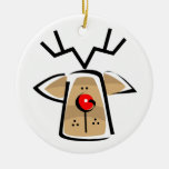 Christmas holiday reindeer face ceramic ornament