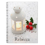 Christmas Holiday Season Lantern and Holly Berry Notebook