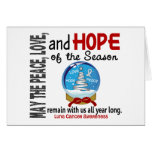 Christmas Holiday Snow Globe 1 Lung Cancer Greeting Card