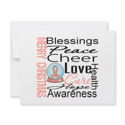 Christmas Holiday Uterine Cancer Ribbon Snowglobe Personalized Announcement by giftsforawareness