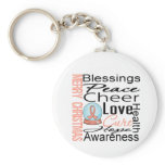 Christmas Holiday Uterine Cancer Ribbon Snowglobe Keychains
