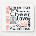 Christmas Holiday Uterine Cancer Ribbon Snowglobe Mousepads