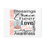 Christmas Holiday Uterine Cancer Ribbon Snowglobe Postcard
