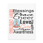 Christmas Holiday Uterine Cancer Ribbon Snowglobe Post Card