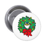 Christmas holiday wreath pinback button