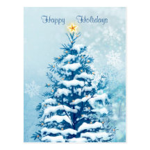 Christmas Holidays Postcard. Snowy tree