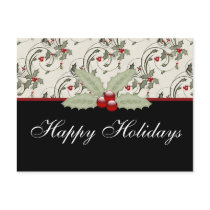 Christmas Holly 2 - Customizable Holiday Postcard