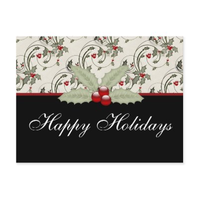 Christmas Holly 2 - Customizable Holiday Postcard by mrssocolov2