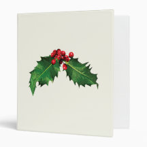 Christmas Holly 3 Ring Binder
