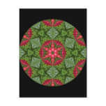 Christmas Holly Berry Kaleidoscopic Mandala 2 Post Card