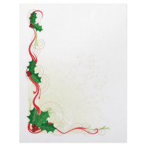 Christmas Holly Border Personalized Letterhead