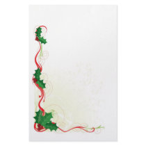 Christmas Holly Border Custom Stationery