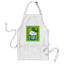 Christmas Holly Cupcake green Apron