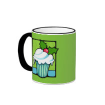 Christmas Holly Cupcake green Mug
