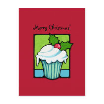Christmas Holly Cupcake red Postcard