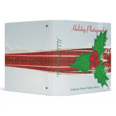 Christmas Holly Holiday Photographs 3 Ring Binders by ZazzleBinders