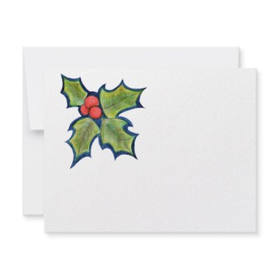 Christmas Holly Leaves, Red Berries Invitations by Lenora
