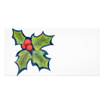 Christmas Holly Leaves, Red Berries Photo Card