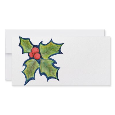 Christmas Holly Leaves, Red Berries Photo Card by Lenora