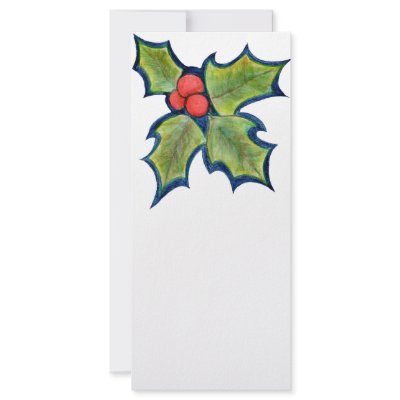 Christmas Holly Leaves, Red Berries Personalized Rack Card by Lenora