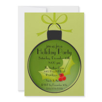 Christmas Holly Ornament Holiday Party Invitation
