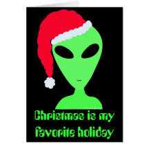 Christmas Humor Alien Buzz Houses Greeting Card