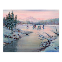 CHRISTMAS ICE SKATING by SHARON SHARPE Post Cards