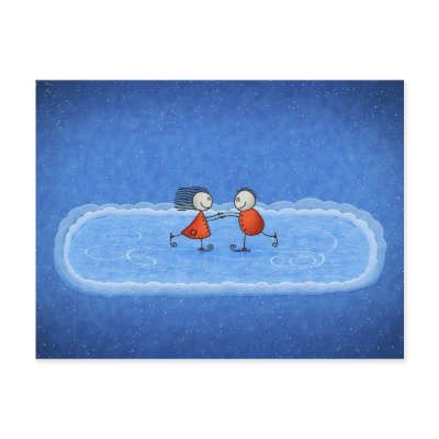 Christmas Ice Skating Postcards by vladstudio