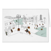 Christmas in modern city card