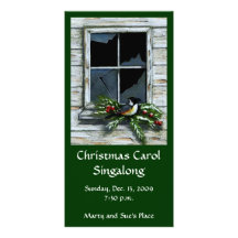 CHRISTMAS INVITATION: RUSTIC: CHICKADEE: ART PHOTO CARD TEMPLATE