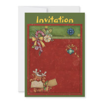 Christmas invitation with cute reindeer