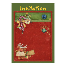 Christmas invitation with cute reindeer