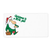 christmas is a real job santa in suit shipping label