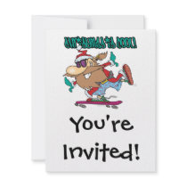 christmas is cool ghetto skater skateboarder santa custom invitations