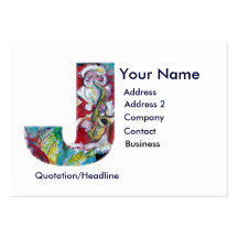 CHRISTMAS J LETTER / SANTA CLAUS WITH SAX BUSINESS CARD TEMPLATES