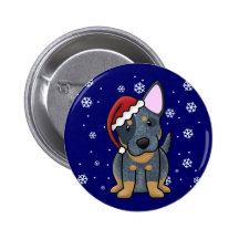 Christmas Kawaii Blue Heeler Buttons