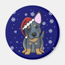 Christmas Kawaii Blue Heeler Refrigerator Magnets