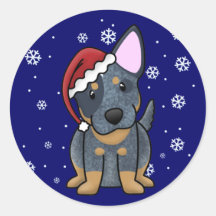 Christmas Kawaii Blue Heeler Stickers