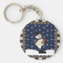 Christmas Keychain - Big Heart Snowman