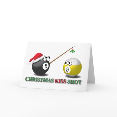 Christmas Kiss Shot greeting card by Satori_Design