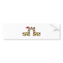 Christmas Kissing Giraffes Bumper Stickers