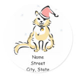 Christmas Kitten/Cat Holiday Address Label Round Stickers