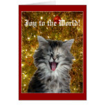 Christmas kitty makes a joyful noise greeting card