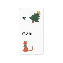 Christmas Kitty Personalized Address Labels